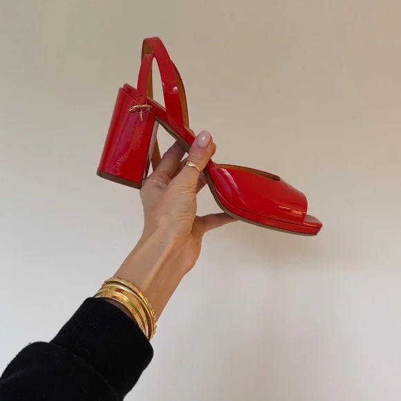 Sezane Maxine High Sandals Patent Coral - Size 8 - Picture 3 of 3